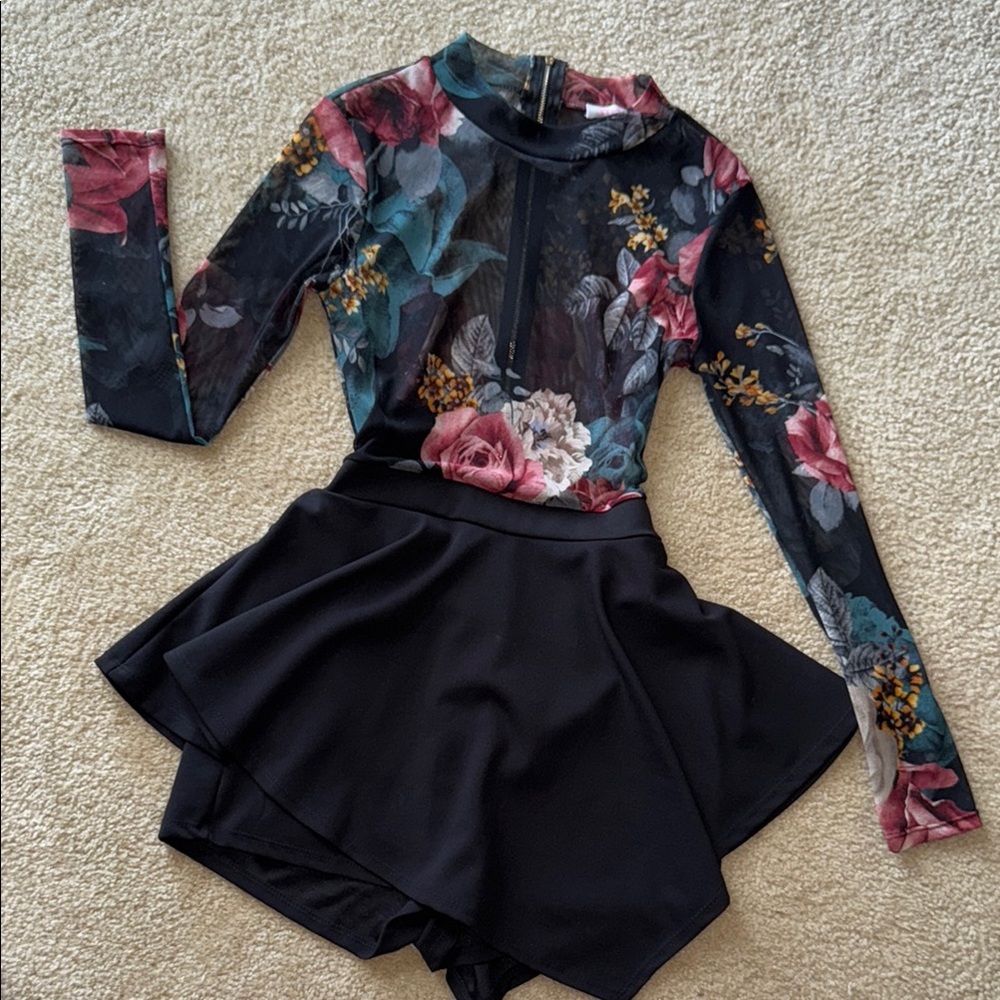 Floral Long Sleeve Skater Dress